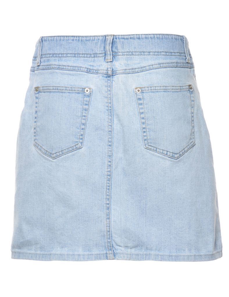 Embroidered Denim Skirt - L