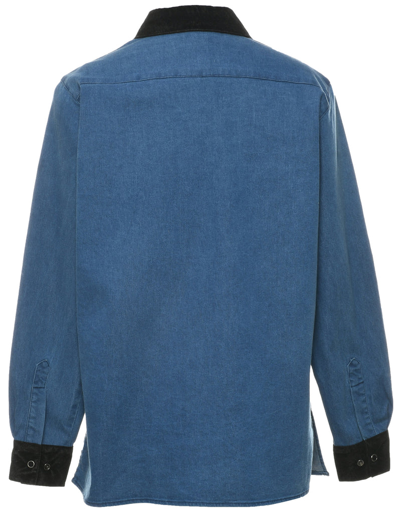 Embroidered Floral Denim Shirt - XS