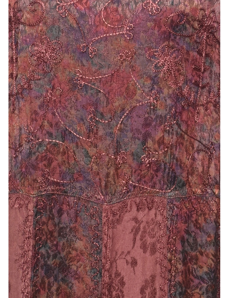 Embroidered Maxi Dress - L
