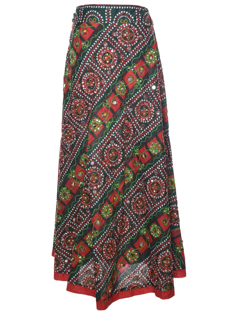 Embroidered Maxi Skirt - M