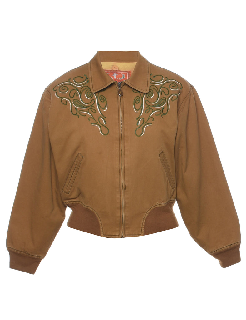 Embroidered Mustard Western Jacket - M