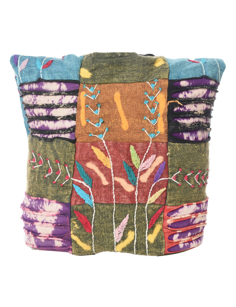 Embroidered Patchwork Hobo Bag - M