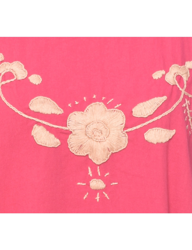 Embroidered Pink Top - L