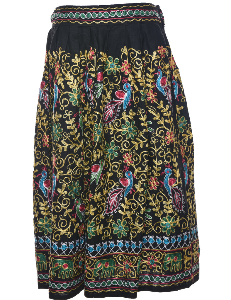 Embroidered Pleated Skirt - M
