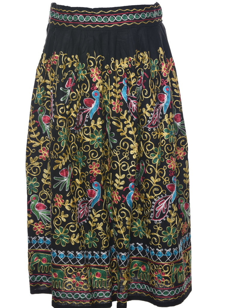 Embroidered Pleated Skirt - M