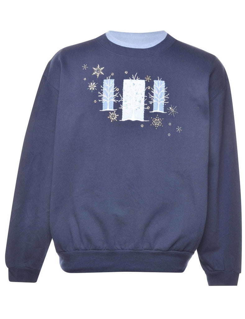 Embroidered Printed Sweatshirt - L