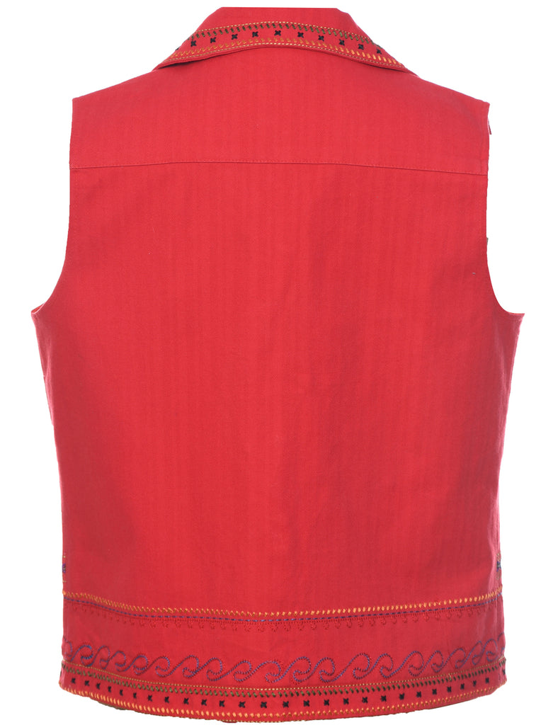 Embroidered Red Waistcoat - S