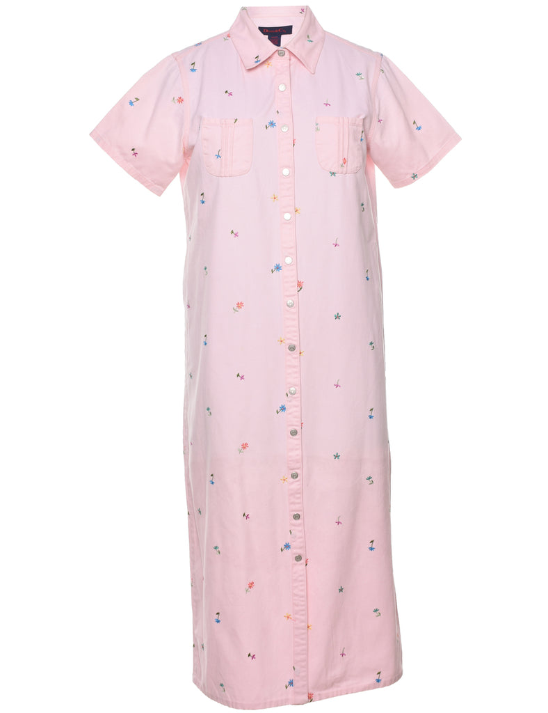 Embroidered Shirt Dress - M