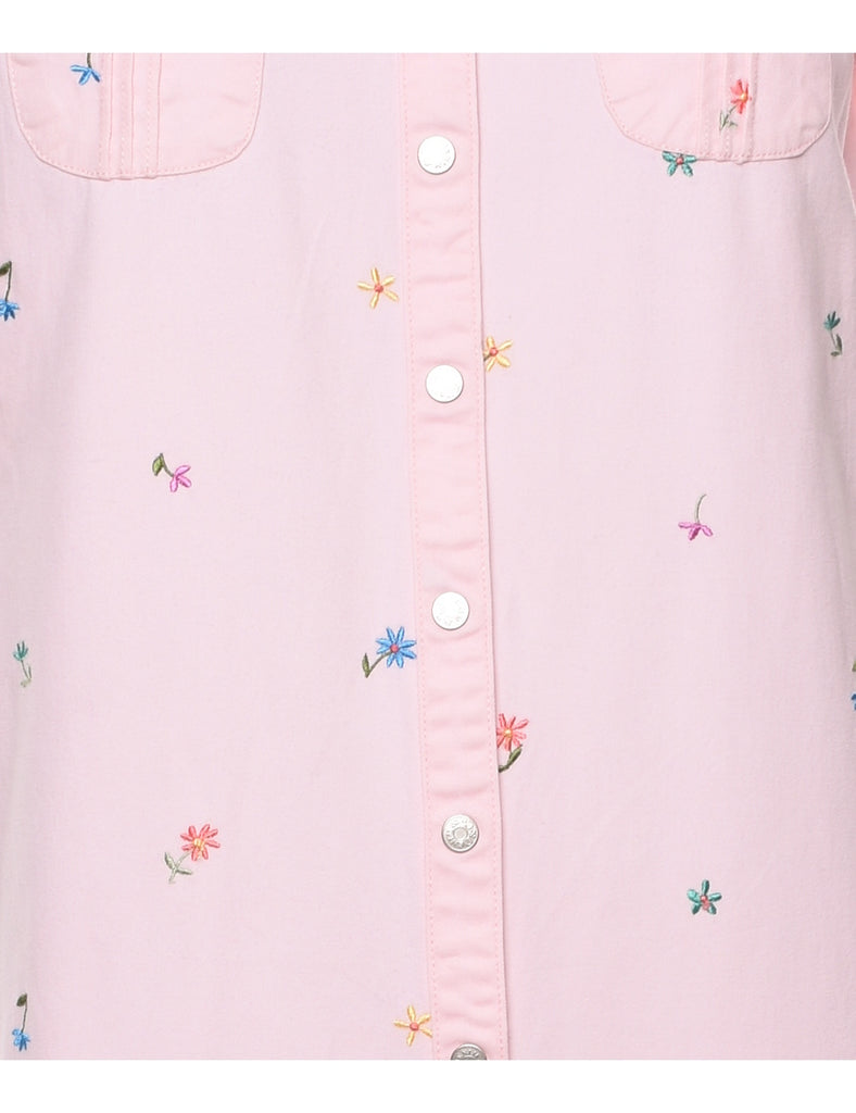 Embroidered Shirt Dress - M