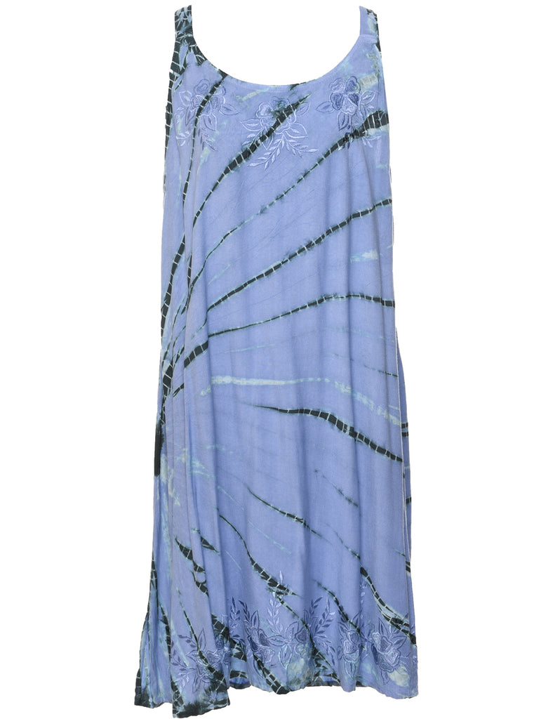Embroidered Tie-dye Effect Dress - L