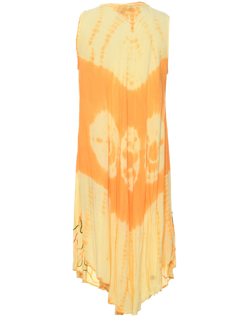Embroidered Tie-dye Effect Dress - XL
