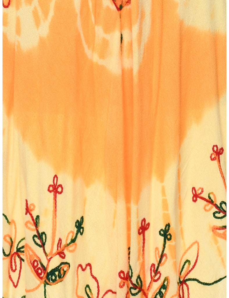 Embroidered Tie-dye Effect Dress - XL