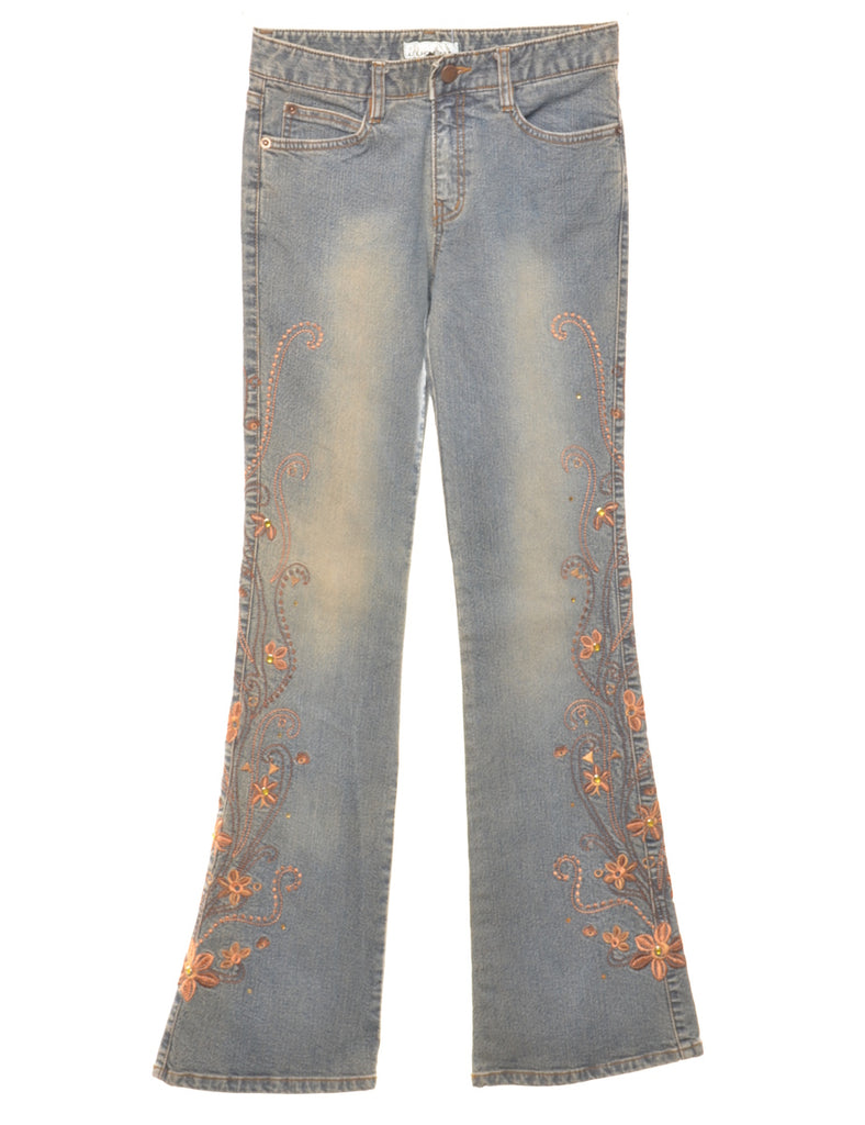 Embroidered Y2K Bootcut Jeans - W26 L33