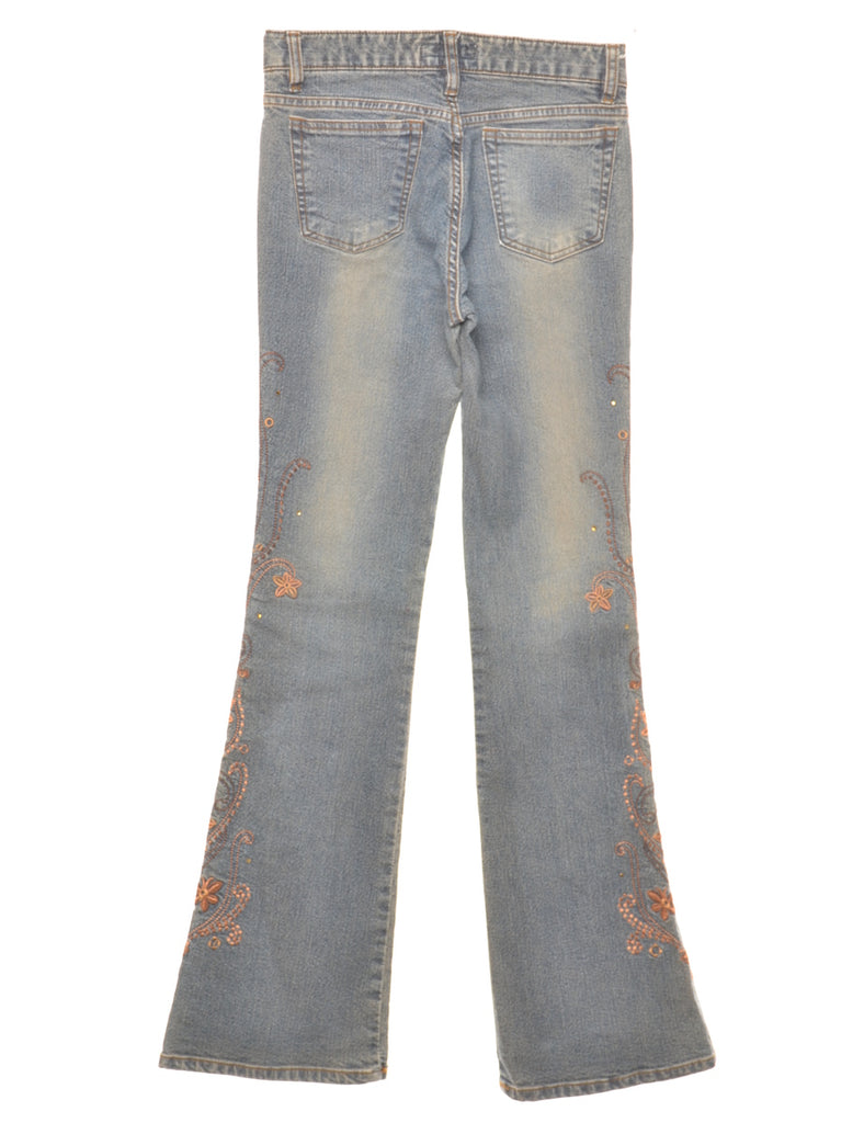 Embroidered Y2K Bootcut Jeans - W26 L33