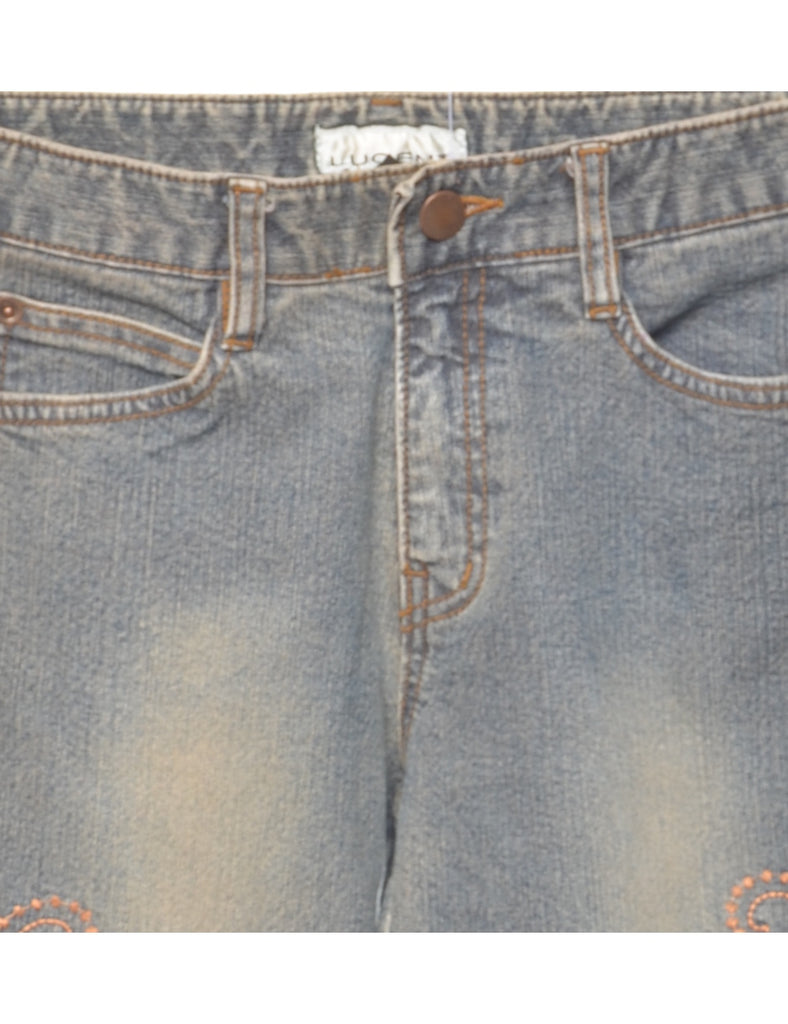 Embroidered Y2K Bootcut Jeans - W26 L33