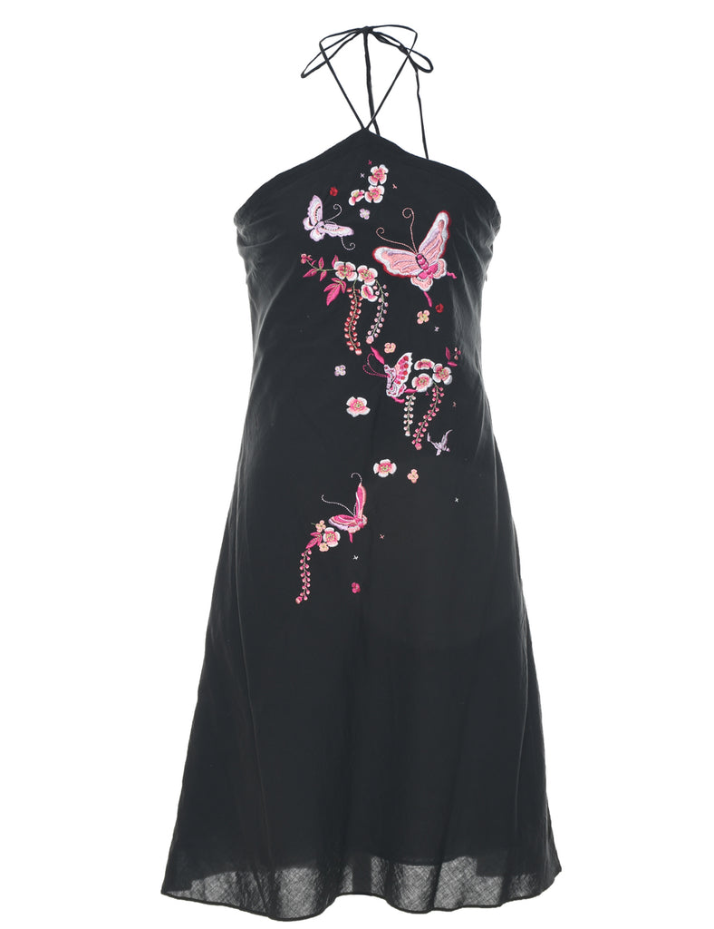 Embroidered Y2K Party Dress - M