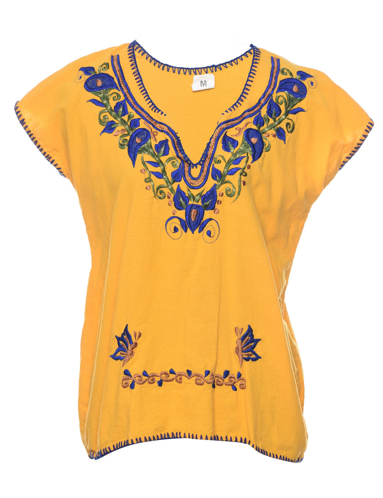 Embroidered Yellow Top - M