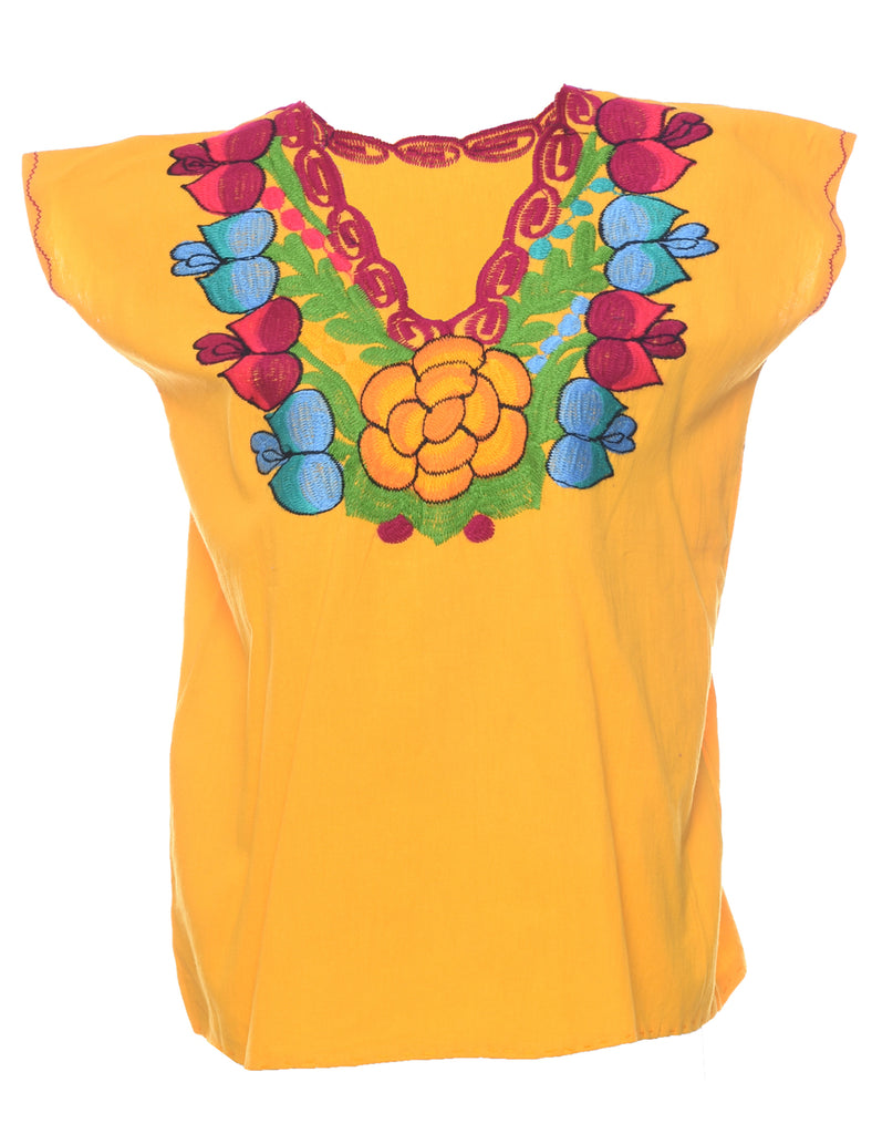 Embroidered Yellow Top - L