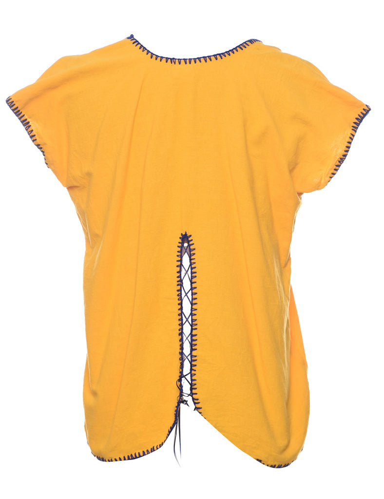 Embroidered Yellow Top - M