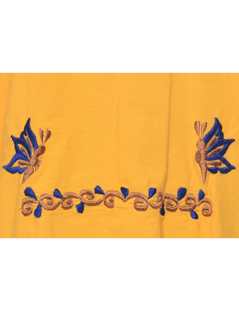 Embroidered Yellow Top - M