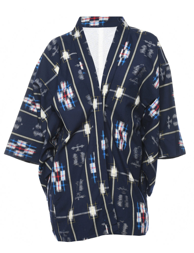 Ethnic Print Cropped Kimono - L