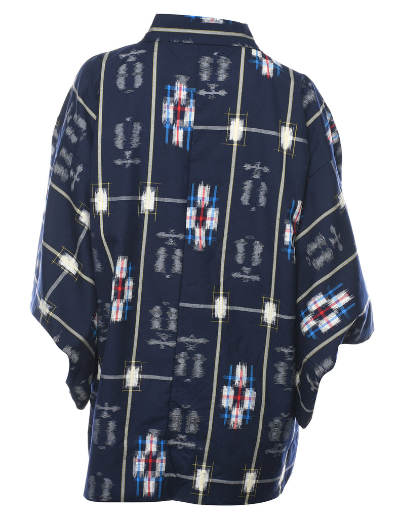 Ethnic Print Cropped Kimono - L