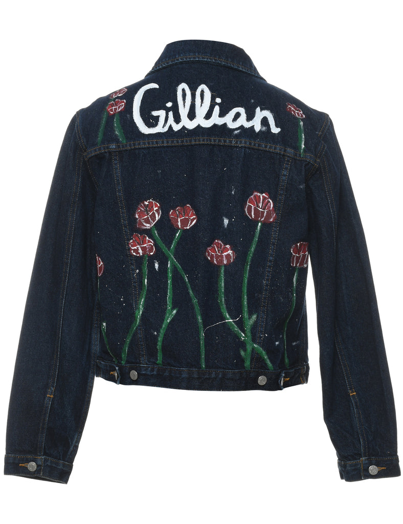 Evan Picone 1990s Handpainted Indigo Denim Jacket - M