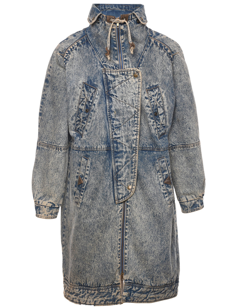 Extra Long Acid Wash Denim Jacket - XL