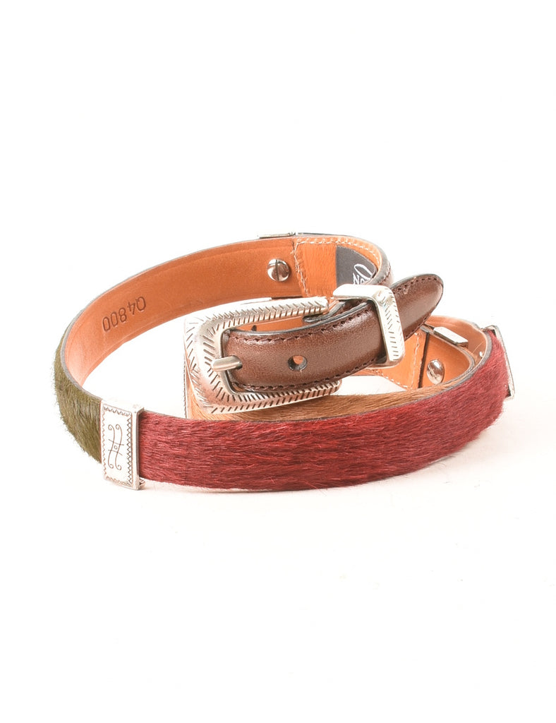 Faux Fur Trim Fashion Belt - S