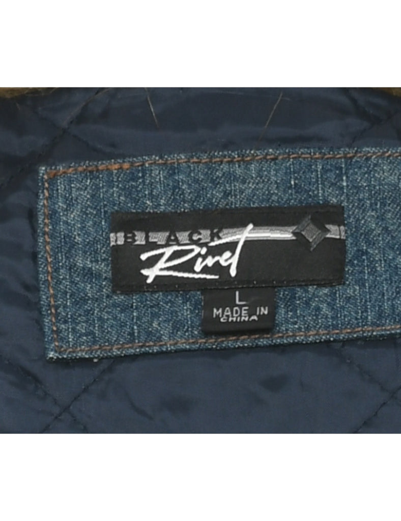 Faux Fur Trim Y2K Denim Jacket - L