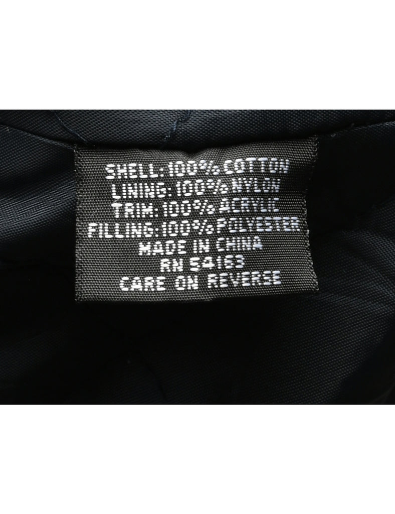 Faux Fur Trim Y2K Denim Jacket - L