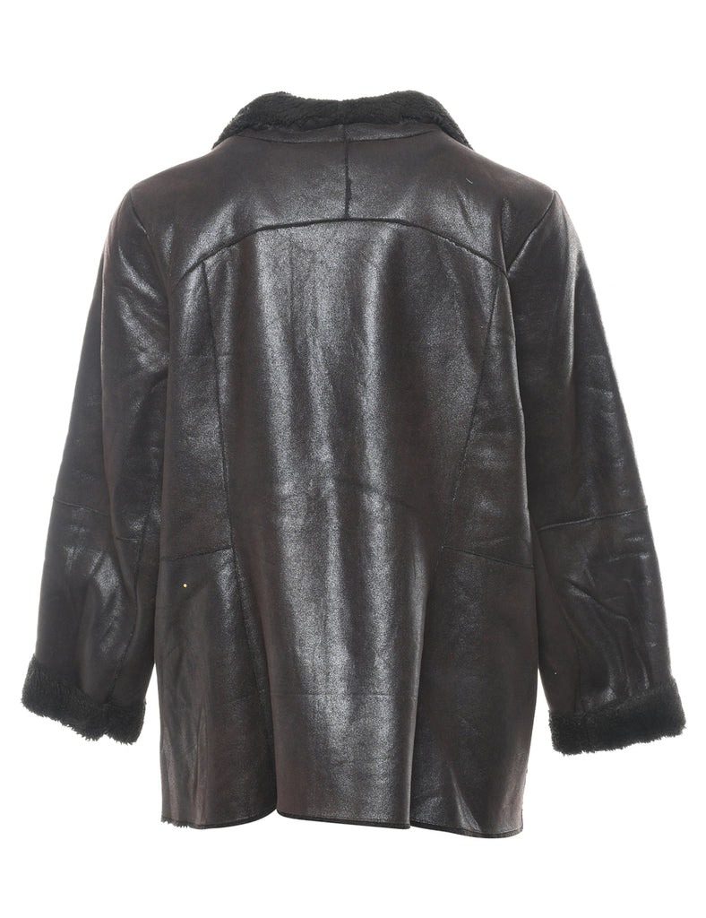 Faux Shearling Lining Cropped Coat - L