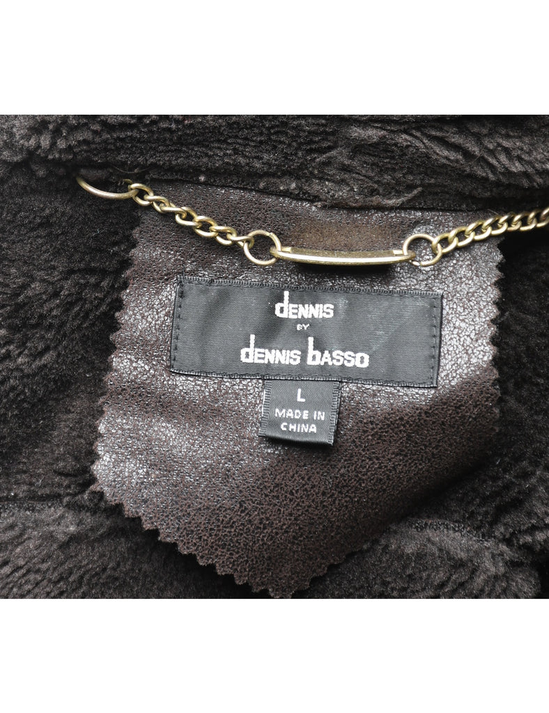 Faux Shearling Lining Cropped Coat - L