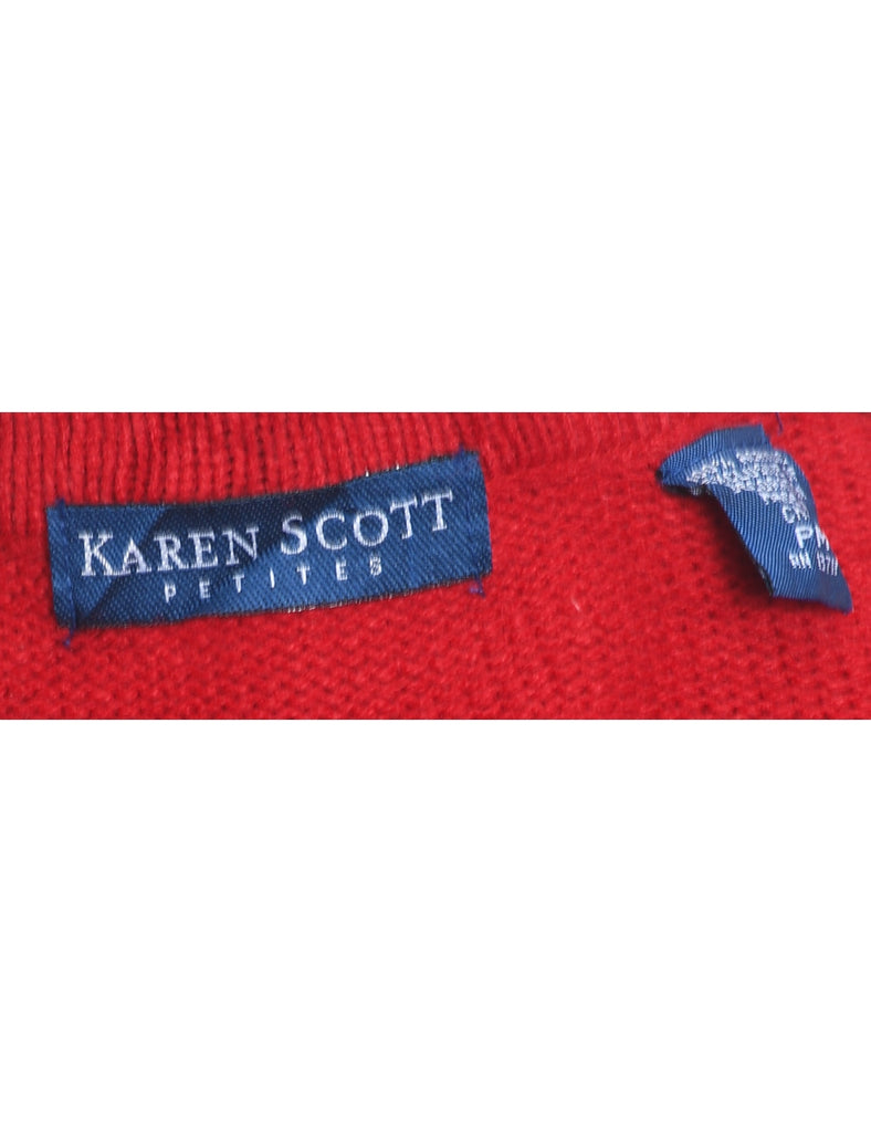 Festive Design Red Christmas Cardigan - M