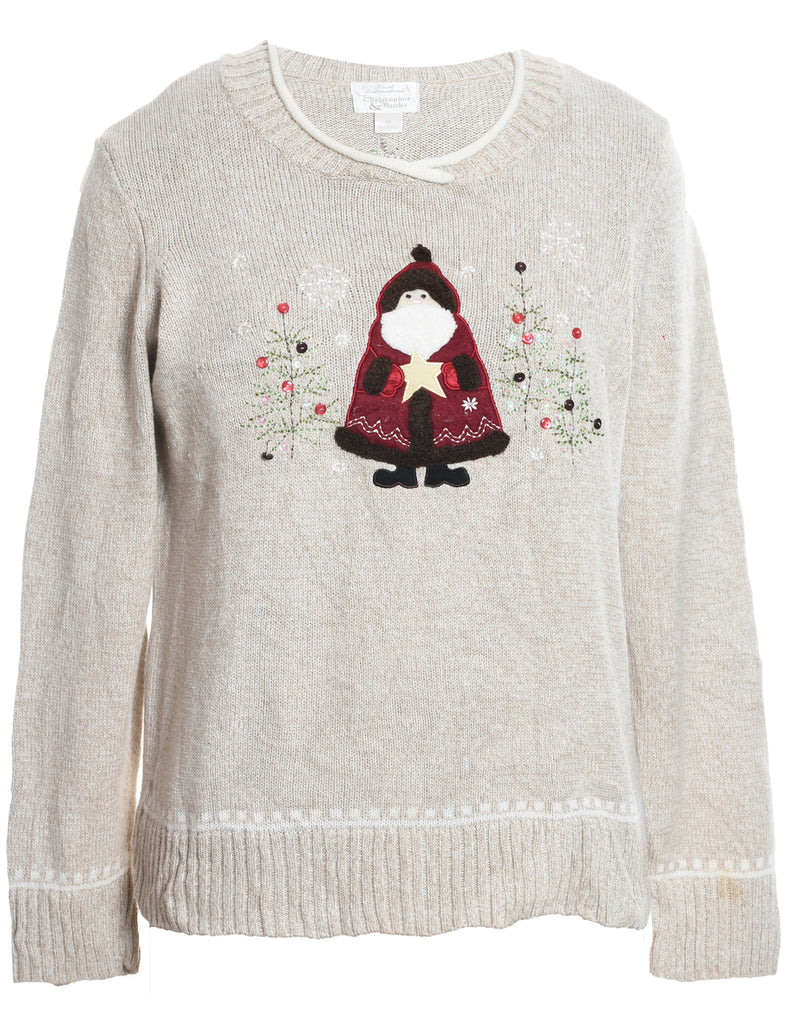 Festive Print Christmas Jumper - M