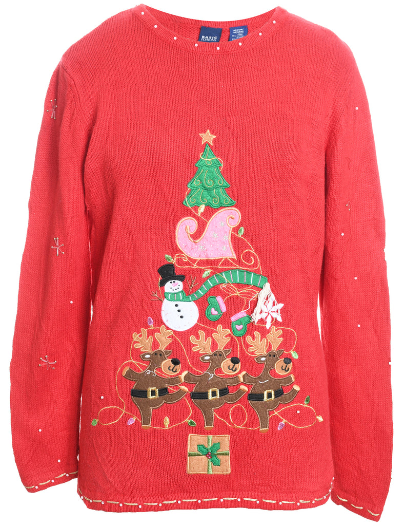 Festive Print Christmas Jumper - M