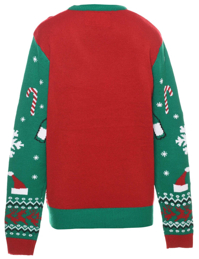Festive Print Christmas Jumper - L