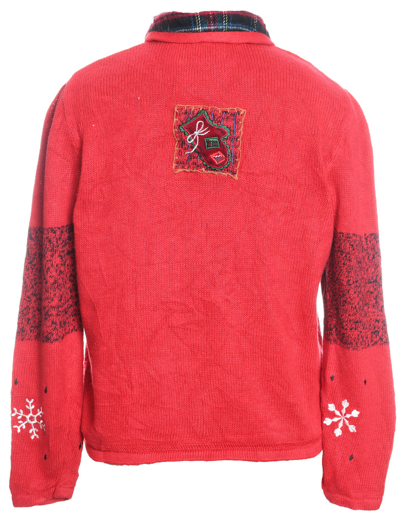 Festive Print Christmas Jumper - L
