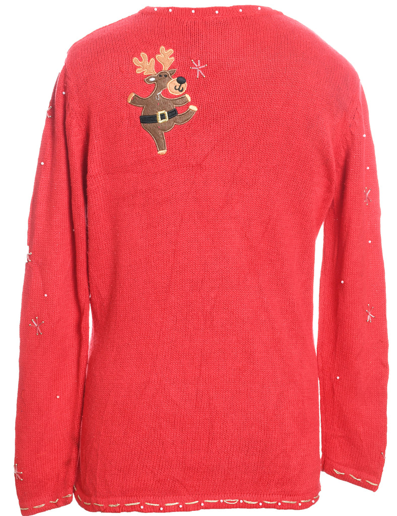 Festive Print Christmas Jumper - M