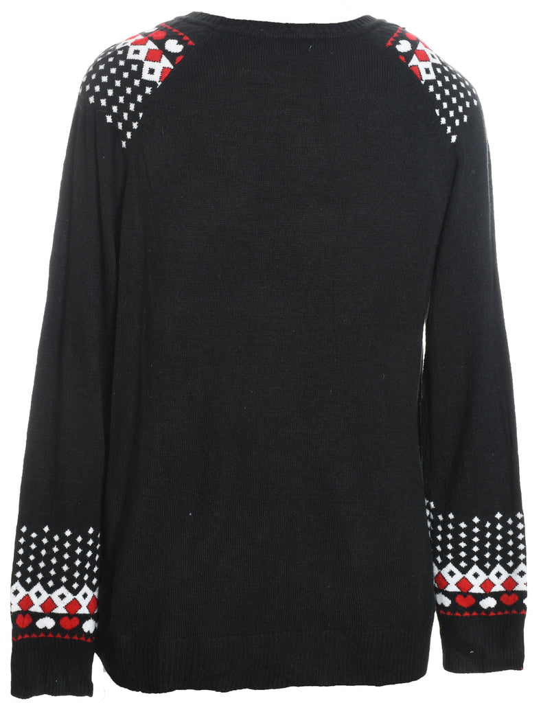 Festive Print Christmas Jumper - L