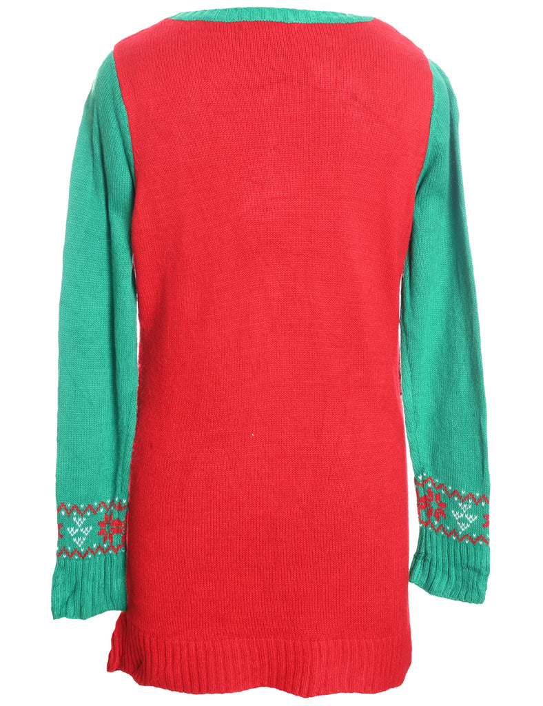 Festive Print Christmas Jumper - L