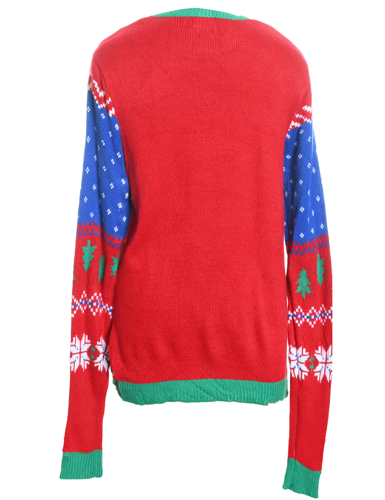 Festive Print Christmas Jumper - M