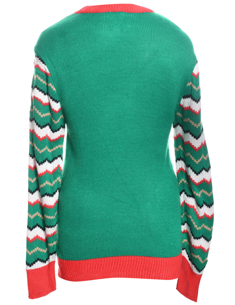 Festive Print Christmas Jumper - S