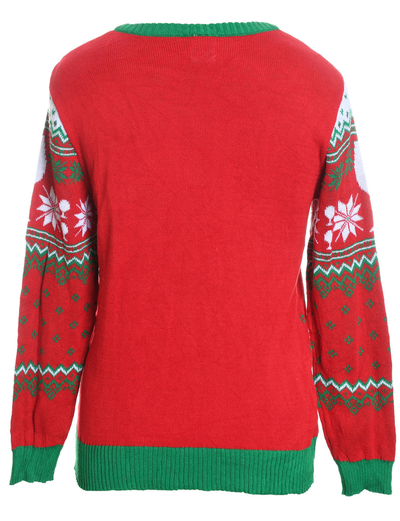 Festive Print Christmas Jumper - M