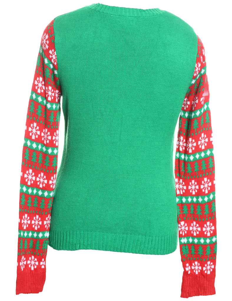 Festive Print Christmas Jumper - L