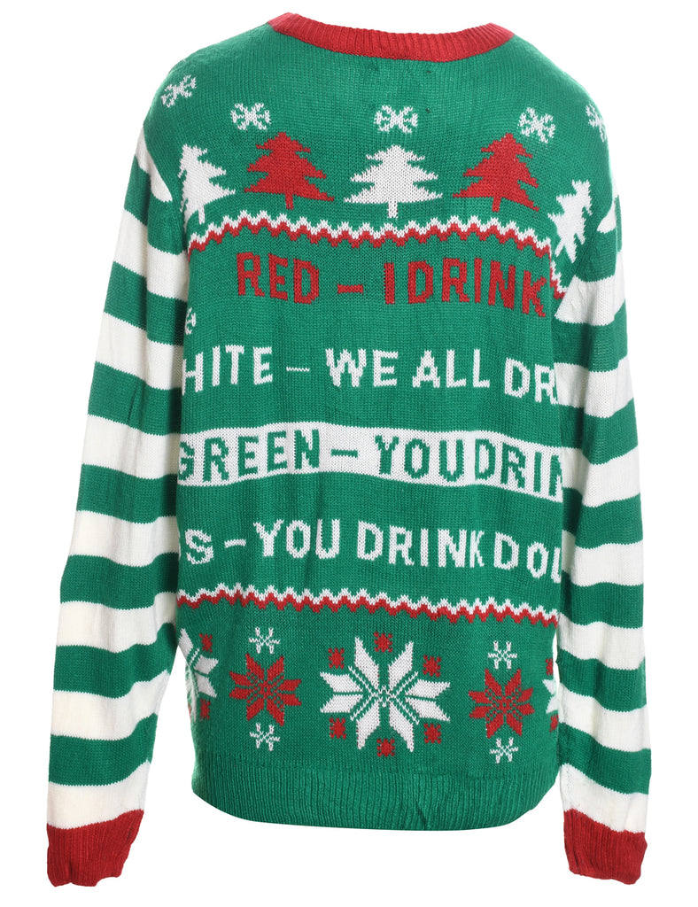 Festive Print Christmas Jumper - XL