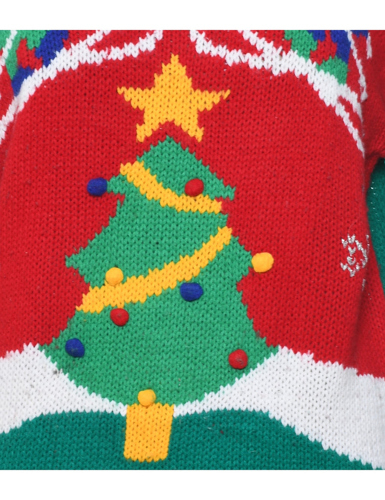 Festive Print Christmas Jumper - L