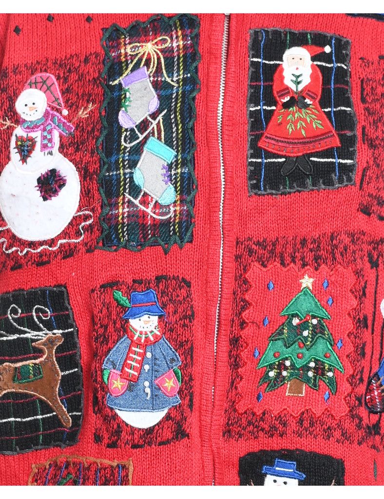 Festive Print Christmas Jumper - L