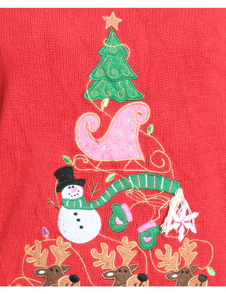 Festive Print Christmas Jumper - M