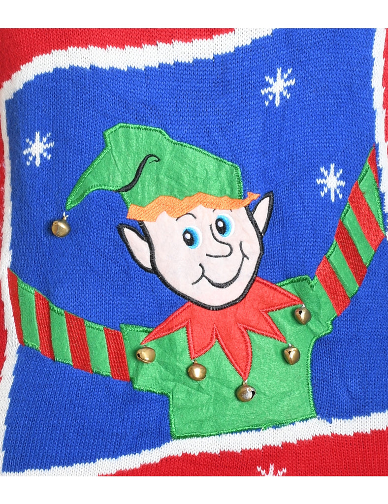 Festive Print Christmas Jumper - L